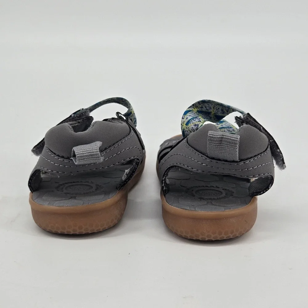 Livie And Luca Ziggy Gray Geometric Straps Toddler Sandals Comfort Size 6 EUC
